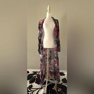 Peach Love Black Floral Sheer Swim Coverup NEW Large
